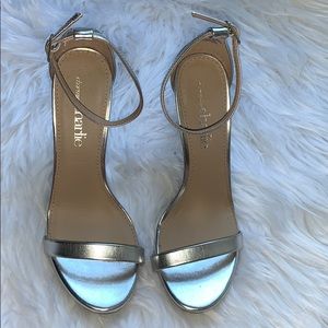New silver high heels